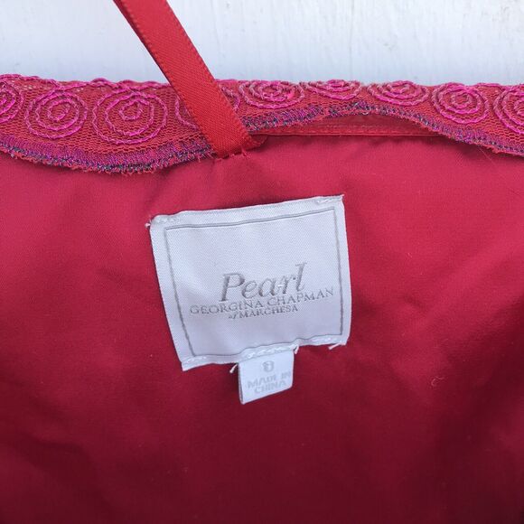 Pearl Georgina Chapman of Marchesa Red Mesh Lace Bustier Party Dress Size 0 - Picture 7 of 10